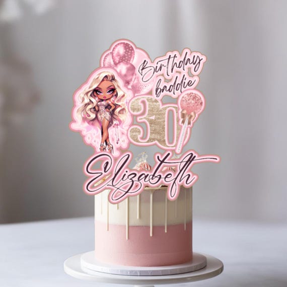 Custom 3D Baddie Birthday Cake Topper - Personalized Name & Age - Stylish Cake Decor for Any Party Theme