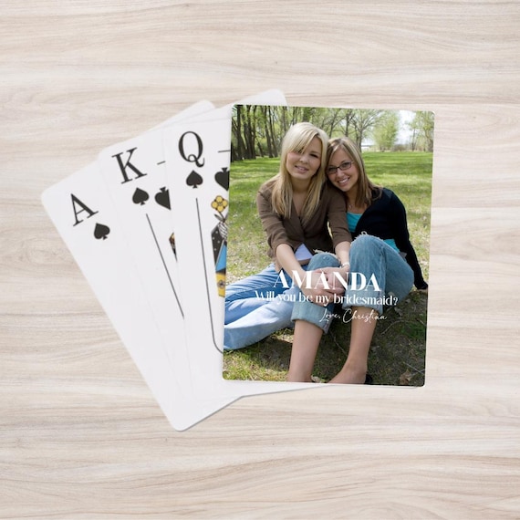 Custom Photo Deck of Cards Proposal Gift – Bridesmaid, Maid of Honor, Groomsmen, Any Occasion – Personalized Will You Be My Bridesmaid Idea