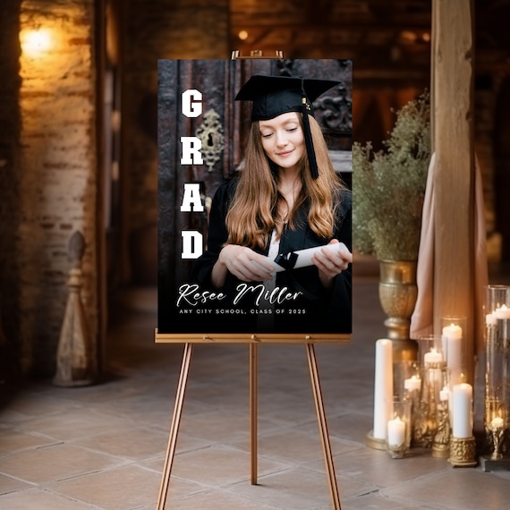 Modern Graduation 2024 Welcome Sign | Congratulations Celebration Poster | Graduation Banner Decor - Personalized Welcome & Congratulations