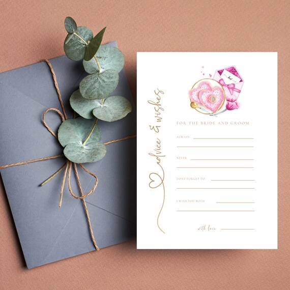 Editable Love Bridal Shower Advice and Wish Card Template | Wedding Love Sign | Personalized Bridal Shower Gathering Cards, Print, Digital