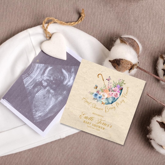 April Showers Baby Shower Favors - Wildflower Seed Paper Thank You Gifts - Eco-Friendly Plantable Baby Shower Keepsakes