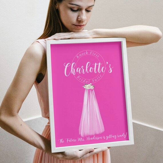 Bridal Suite Sign, Pink Dressing Room Sign, Knock First Wedding Sign, Future Bride Banner, Hot Pink Theme Signs, Print and Digital, #PPP