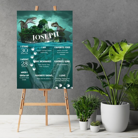 Editable T-Rex Milestone Sign Template, Dinosaur Birthday Party Sign, Printable Dinosaur Birthday Party Decoration, Instant Download