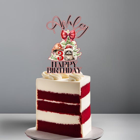 Handcrafted 3D Christmas Tree Birthday Cake Topper | Woodland Animal Holiday Party Cake Decor | Festive Winter Birthday Cake Decoration