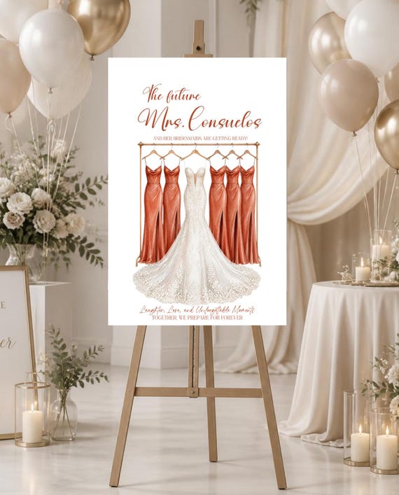 Bridal Suite Welcome Sign Template, Future Mrs & Bridesmaids Getting Ready Sign, Editable Canva Wedding Sign, Instant Download