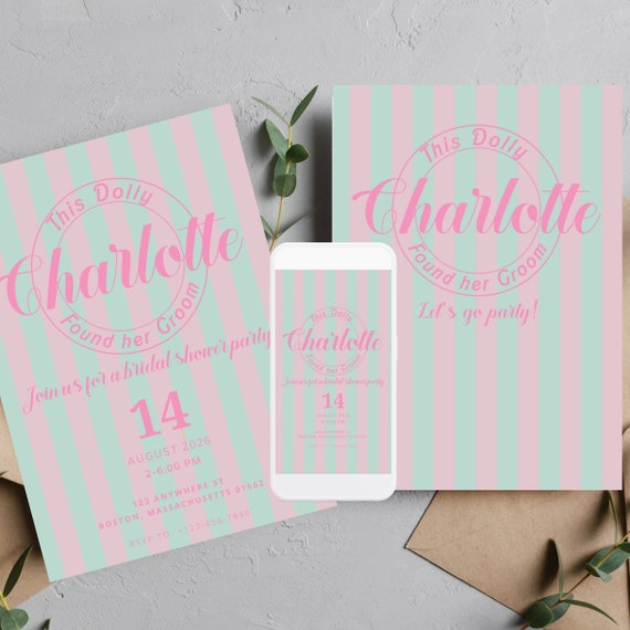 Pink Stripes Bachelorette Invitation, Bachelorette Invitation, Bach Party Supplies, Party Bachelorette, Bride to be, Wedding party, #BST