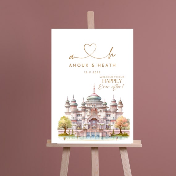 Fairytale Castle Wedding Printable Welcome Sign, Princess Wedding Welcome Sign Template, Happily Ever After Editable Banner