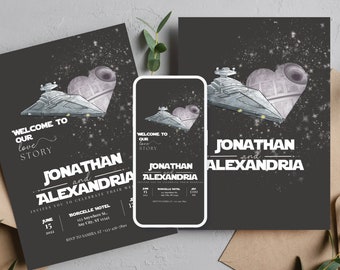 Sci Fi Wedding Welcome Invitation Template, Editable Nerdy Wedding Invite, Printable Wedding Template, DIY Wedding Invites, Print, Digital