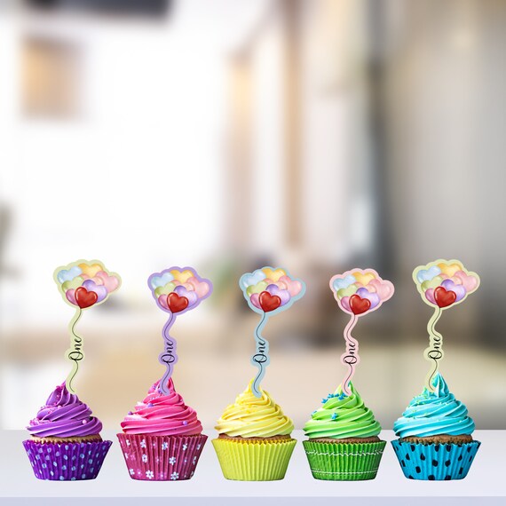 Rainbow Heart Birthday Cupcake Toppers, Printable Heart Party Favor Label, Editable Labels Favors, Print and Digital, #HBR