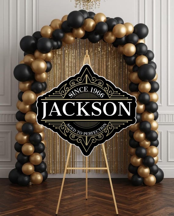 Whiskey Label Welcome Sign Acrylic Bar Sign – Custom Name & Age Birthday Keepsake – Liquor Label Party Decor