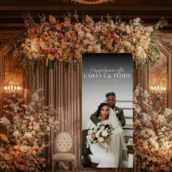 Custom Wedding Photo Vinyl Banner with Stand | Personalized Welcome Signage | Outdoor Wedding Decor | Printed Wedding Sign Couple's Picture