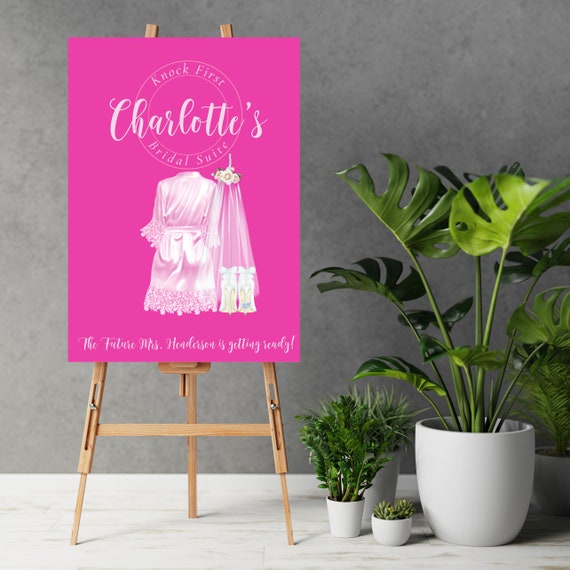 Bridal Suite Sign, Pink Dressing Room Sign, Knock First Wedding Sign, Future Bride Banner, Hot Pink Theme Signs, Print and Digital, #PPP