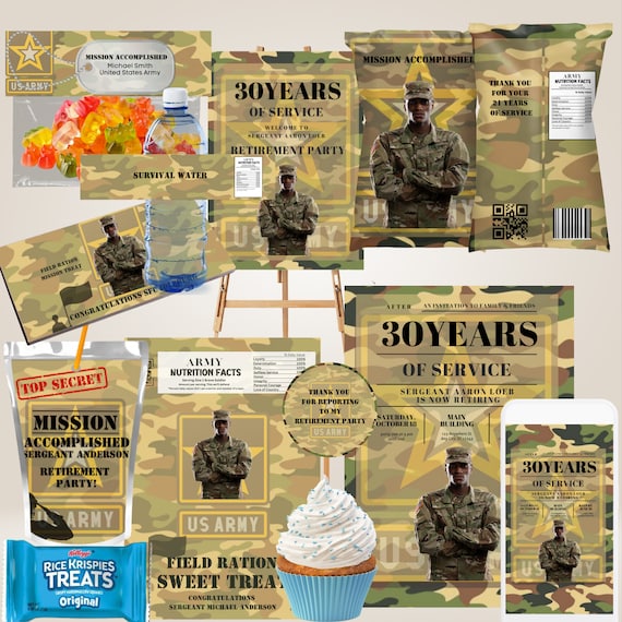 Army Retirement Party Template Bundle, Editable Army Camo Printable, Personalized Soldier Retirement Celebration, Instant Download