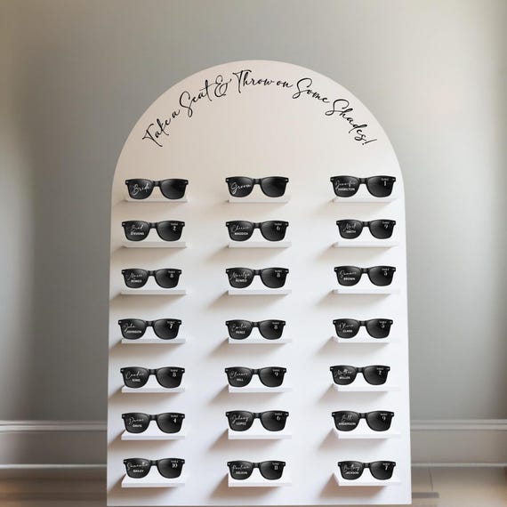 Custom Sunglasses Wedding Favors with Seating – Find Your Seat Take a Pair, Personalized Guest Sunglasses Only, Wedding Place Cards