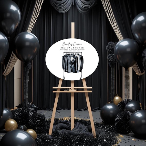 Groom Shower Welcome Sign | Personalized PVC Sign Featuring Groom & Groomsmen Suits | Bro-dal Party Decor | Circle Oval Rectangle Square