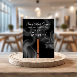 Editable Modern Cigar Bar Sign Template, Wedding Cigar Sign | Printable Cigar Lounge Sign | Custom Hand-Rolled Cigars Menu, Instant Download