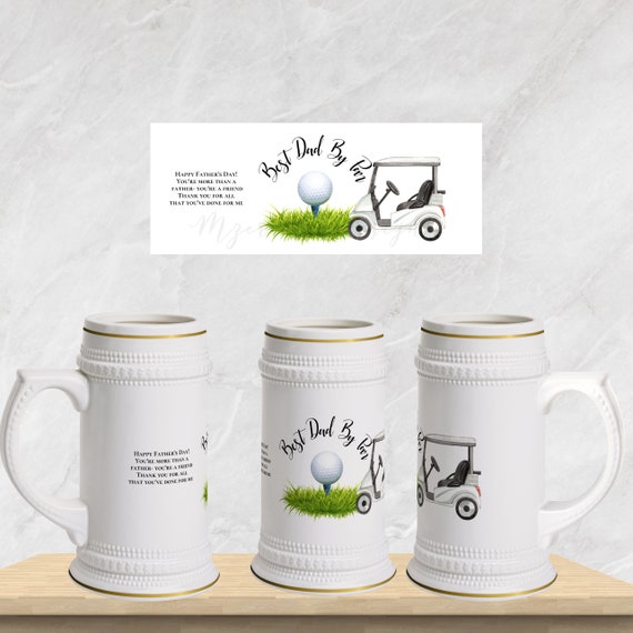 Father's Day Beer Stein, Best Dad By Par Mug, Golf Gift Mugs For Dad, Custom Beer Mug Steins, Personalized Gifts for Fathers