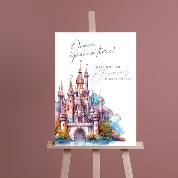 Editable Princess Castle Birthday Welcome Sign Template | Customizable Fairy Tale Party Décor | DIY Printable Signs Decor, Any Age Banner