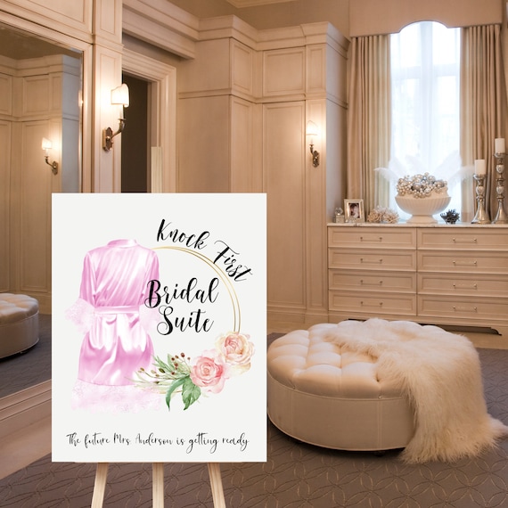 Bridal Suite Knock First Wedding Sign, The Bride is Getting Ready Banner, Brides Dressing Room Signs, Personalized Banners, #WBS