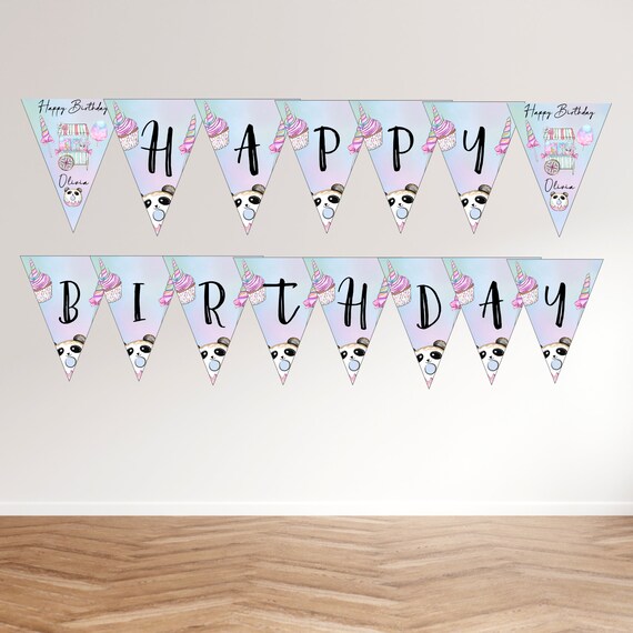 Sweet One Birthday Triangle Banner, Candy Any Age Birthday Banner, Cotton Candy Printable, Editable Template, Sweets Party, #SOB