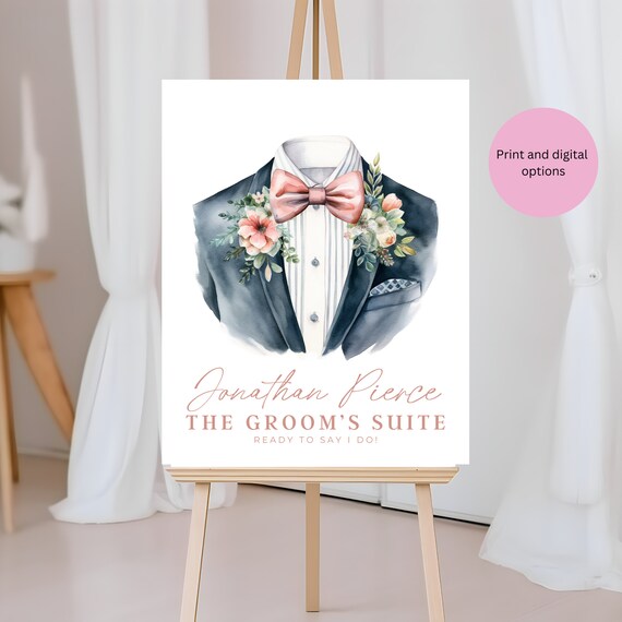 Editable Custom Groom Suite Poster | Foam Board & Acrylic Sign | Dressing Room Signage | Wedding Gift
