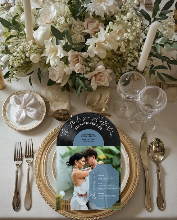Vinyl Record Wedding Menu Template, Record Album Dinner Menu, Editable Canva Reception Menu, Music Theme Wedding Decor, Printable Menu