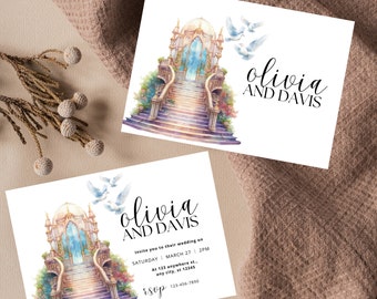 Fairytale Wedding Printable Invitation, Wedding Staircase Party Invite Template, Happily Ever After Invitations, Enchanted Wedding Invites