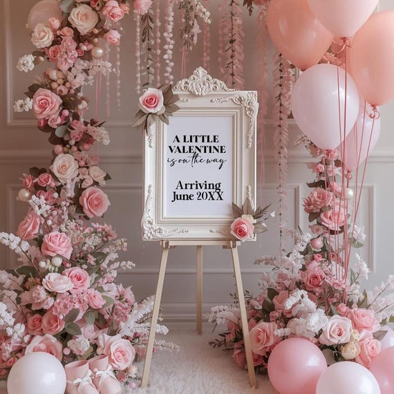 Pink Floral Pregnancy Announcement Digital | Baby Announcement for Social Media | Editable Canva Template