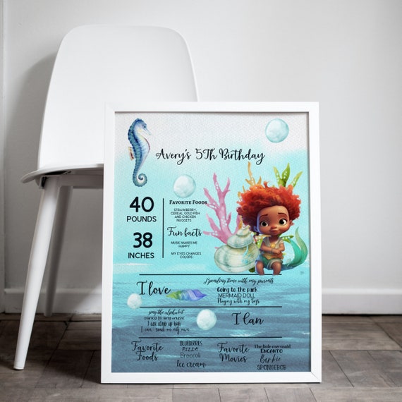 African Mermaid Milestone Sign Template, Mermaid Birthday Party Milestone, Under the Sea Birthday Banner, Editable Signs, Instant Download