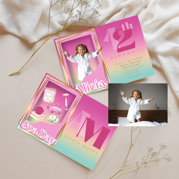Personalized Birthday Spa Day Doll Box Invitation, Doll Party Invitations, Doll Box with photo, Doll Box Party Invite, Pink Doll Box Decor