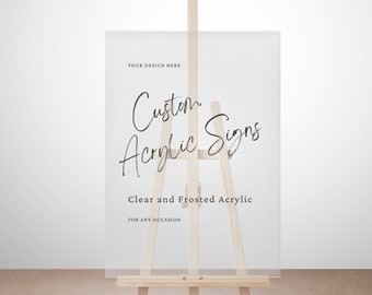 Personalized Clear Acrylic Party Sign - Elegant Event Signage, Custom Wedding Decor, Frosted Acrylic Baby Shower Banner