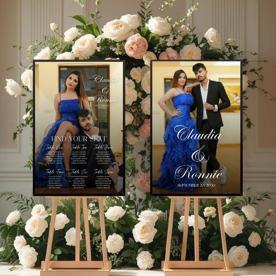 24x36 Wedding Seating Chart Poster with Photo | Custom Guest List Board | Event Seating Sign Framed or Unframed | Reception Welcome Sign