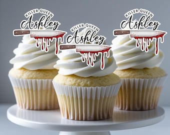 Killer Queen Halloween Cake Topper | Bloody Knife Drip Topper | Spooky Birthday Party Decoration | Horror Queen Cake Decor