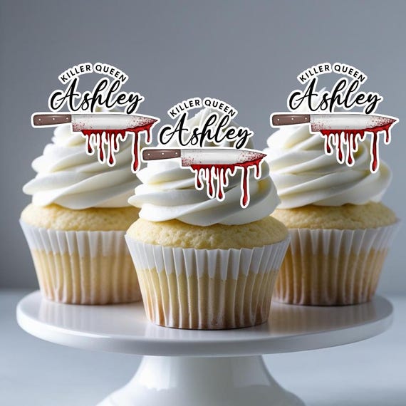Killer Queen Halloween Cake Topper | Bloody Knife Drip Topper | Spooky Birthday Party Decoration | Horror Queen Cake Decor
