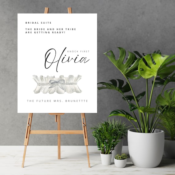 Bridal Suite Knock First Wedding Sign, The Bride is Getting Ready Banner, Brides Dressing Room Signs, Personalized Banners