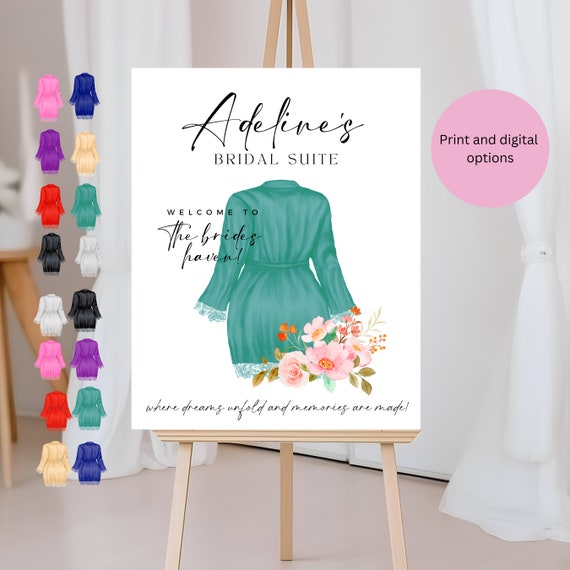 Editable Bridal Suite Wedding Sign, Personalized 'The Bride is Getting Ready' Banner | Custom Brides Dressing Room Sign | Wedding Day Decor