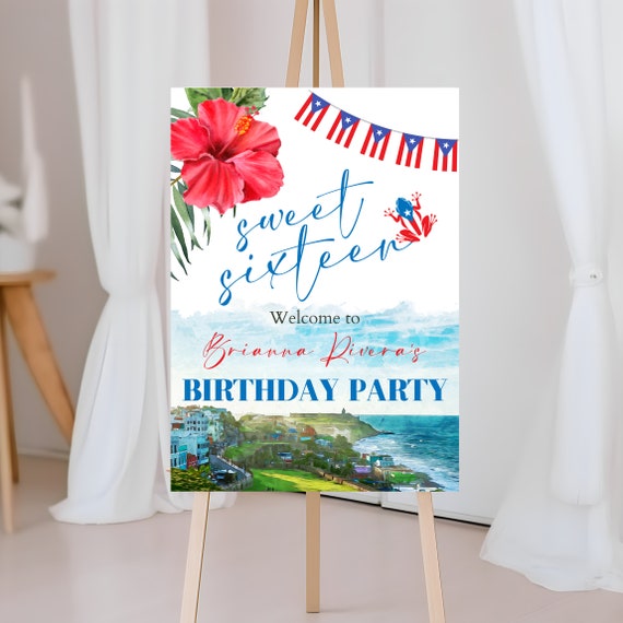 Editable Puerto Rico Welcome Sign Template | Birthday Banner | Skyline Printable | Customizable Party Decor