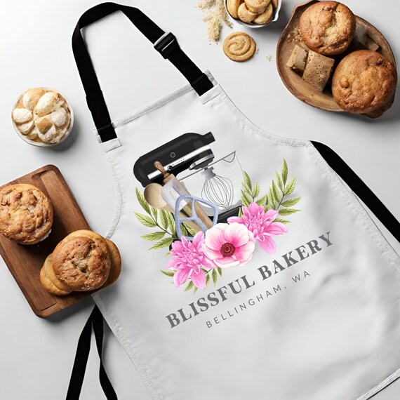 Custom Baking Company Logo Apron - Personalized for Bakers - Printed Apron for Cookie Bakers - Unique Gift for the Baking Enthusiast
