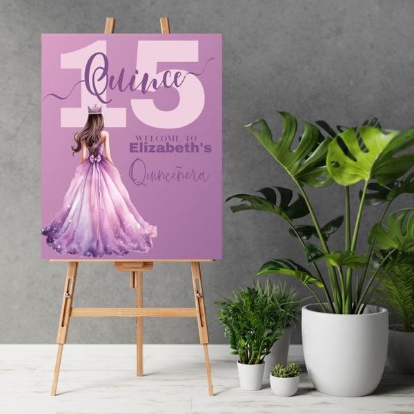 Custom Princess Quincenera Welcome Sign, Personalized Birthday Party Decor, Fairy Tale Theme, Custom Name Sign, Quincenera Decorations