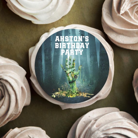 Edible Halloween Zombie Cake Topper | Custom Spooky Birthday Cupcake Toppers | Scary Party Decor & Cookie Decorations