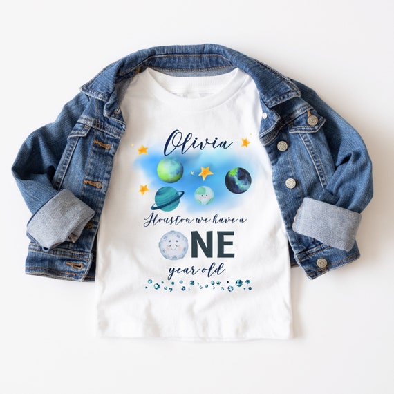 Space Birthday Shirt, Blue Galaxy Birthday Party T- Shirt, Houston We Have a One Year Old Tee, Stars Birthday Sweatshirt, #SBB