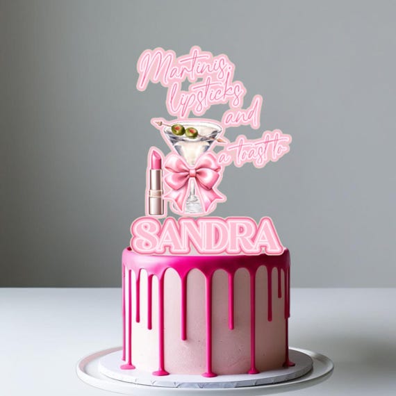 3D Martini & Lipstick Bridal Shower Cake Topper - Custom Bachelorette Party Decor, Last Fling Before the Ring, Glam Bride-to-Be Celebration