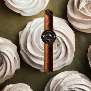 Edible Cigar Cupcake Topper for Men&#39;s Birthday Party | Personalized Cake Decorations for Whiskey & Cigar Theme | Groomsmen, Bachelor Party