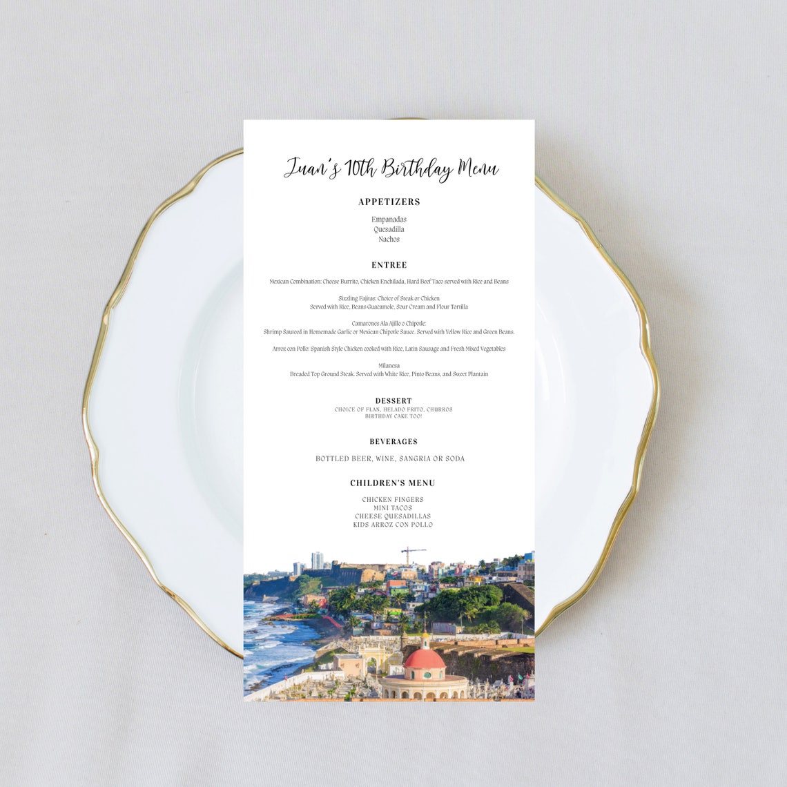 Puerto Rico Birthday Menu Template, Editable San Juan Birthday Menu ...