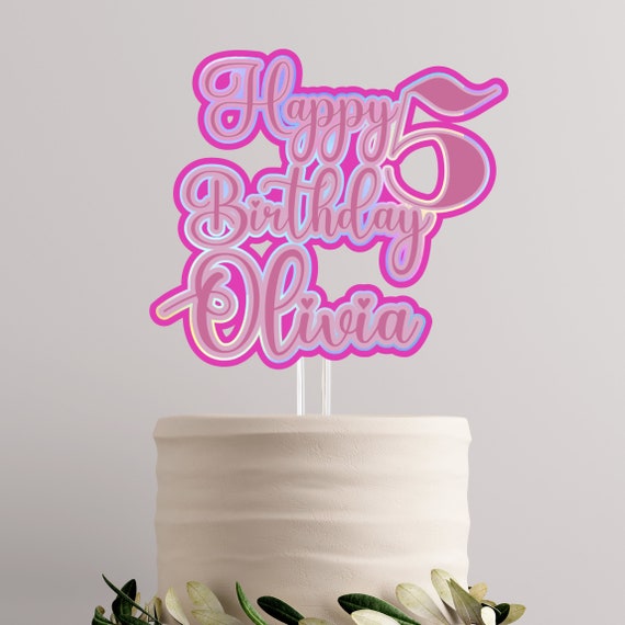 Custom Handmade Personalized Pink 3D Cake Topper for Any Age Birthday Parties - Unique Pink Decor, Customizable Keepsake Memorable Decor