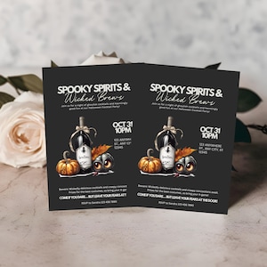 Bearbeitbare Halloween Cocktail Party Einladung | Gruselige Getränkekarte Vorlage | Halloween Happy Hour einladen | Witchy Boo-ze Bash zum Ausdrucken