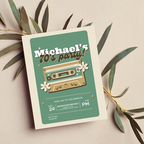 70's Retro Birthday Invitation Template | Editable, Printable, 1970s Party Invite | Groovy 70's Themed Celebration, Back to the 70s