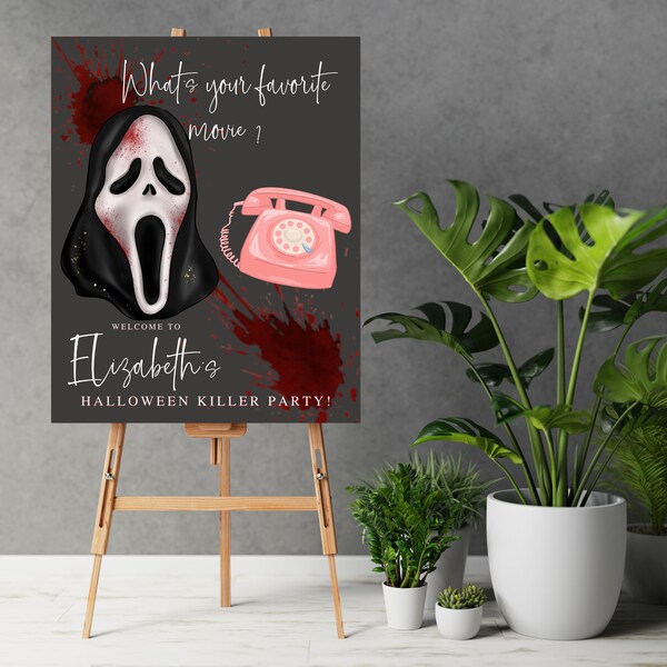Halloween Killer Party Welcome Sign Template, Scream Horror Printable Banner, Costume Party Signs, Custom Editable Spooky Poster