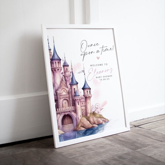 Customizable Princess Castle Baby Shower Welcome Sign Template | Fairy Tale Party Décor | DIY Printable Signs, Once Upon a Time Banner