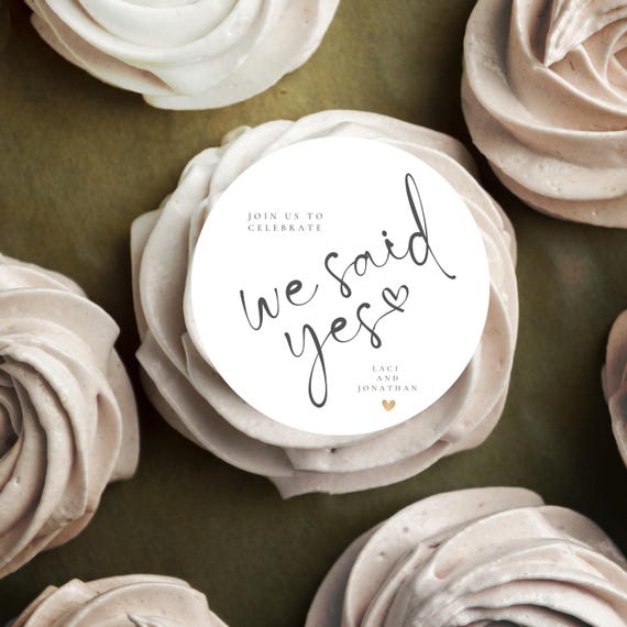 Edible 'We Said Yes' Cupcake Toppers – Wedding Cake Topper, Bridal Shower Cupcake Decorations, Party Cake Decor, Edible Cake Toppers